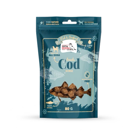 Syta Micha Fish & Seafood Przysmaki – 100% Naturalny Suszony Dorsz dla Psa, Hipoalergiczny i Pełen Omega-3
