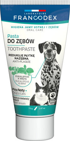 FRANCODEX Pasta do Zębów z Granatem i Miętą – Kompleksowa Ochrona Jamy Ustnej dla Psów i Kotów 70g