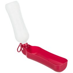 BUTELKA Z MISKĄ 700ml PLASTIKOWA czerwona - Marka: Trixie | Dodatkowy karabińczyk | Składana | Pojemność 700 ml