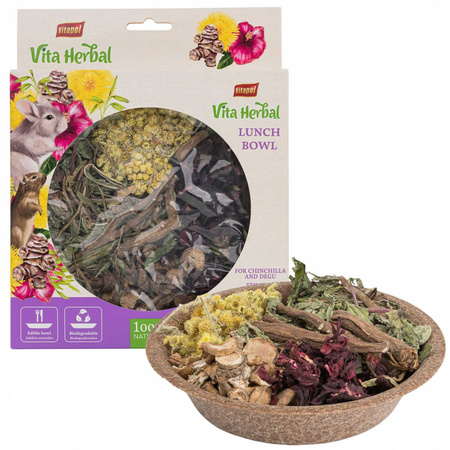 Vita Herbal Lunch Bowl dla szynszyli i kosztaniczki - Producent: Vitapol | Jadalna miseczka z otrąb | 100% naturalna przekąska | Z dodatkiem ziół