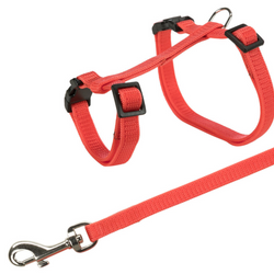 SZELKI DLA KRÓLIKA 10mm Czerwone - Producent: Trixie | Smycz 125 cm w zestawie | Wytrzymałe | Regulowane: 25 - 44 cm