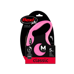 FLEXI Smycz automatyczna NEW CLASSIC M 5 m taśma różowa dla psa do 25 kg – swoboda i komfort spacerów