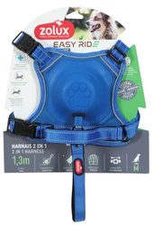 ZOLUX Szelki Easyride z Zintegrowaną Smyczą Automatyczną – Komfort Spacerów z Wolnymi Rękami dla Psa M Niebieskie