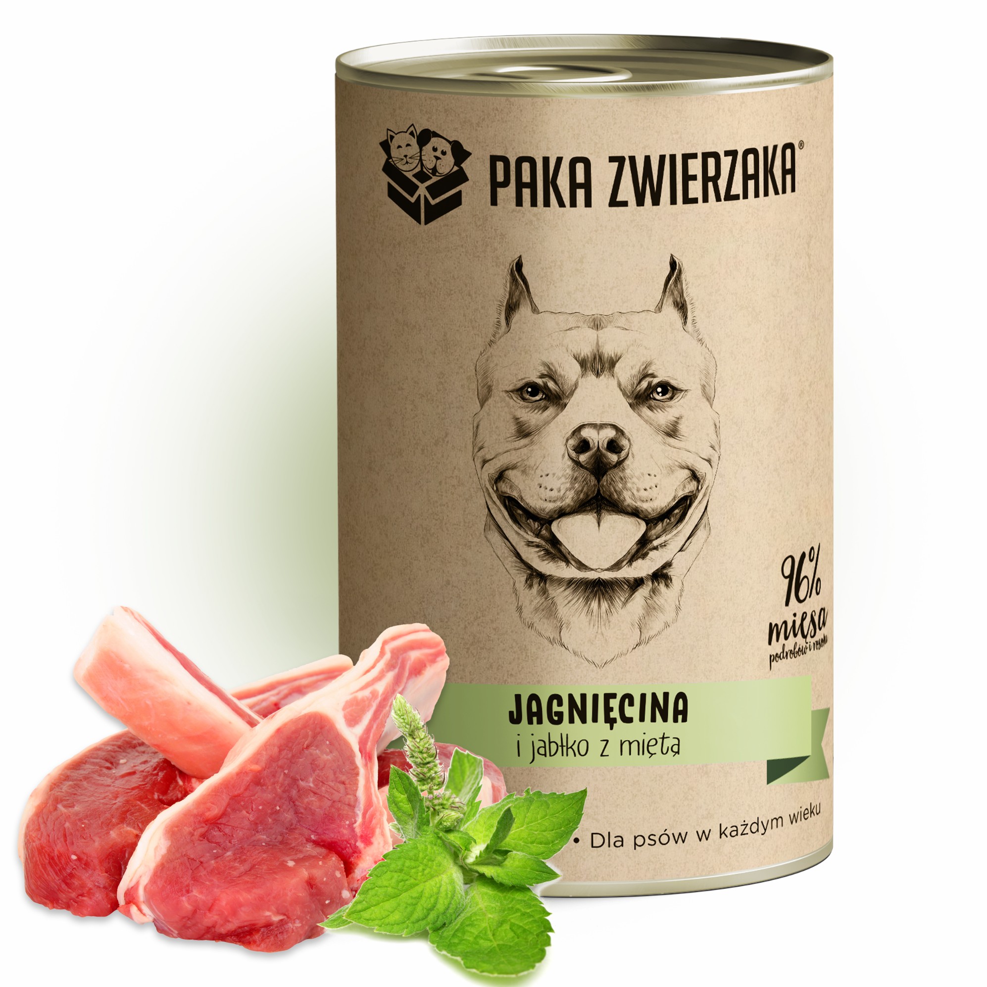 Karma Dla Psa "Jagnięcina z Podrobami" 400g - Producent: Paka Zwierzaka | 96% Mięso i Bulion | Hipoalergiczna Formuła | Bez Zbóż i Konserwantów