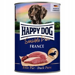 PUSZKA dla psa - France (Kaczka) 400 G - Marka: HappyDog | 100% mięsa z kaczki | Bez dodatków roślinnych | Witamina E | Puszka 400 g