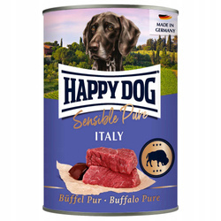 PUSZKA dla psa - Italy (Bawół) 400g - Marka: HappyDog | 100% mięsa z bawoła | Bez dodatków roślinnych | Witamina E | Puszka 400 g