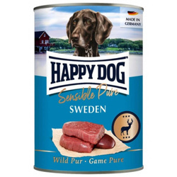 PUSZKA dla psa - Sweden (dziczyzna) 400g - Marka: HappyDog | 100% dziczyzny | Bez dodatków roślinnych | Puszka 400 g