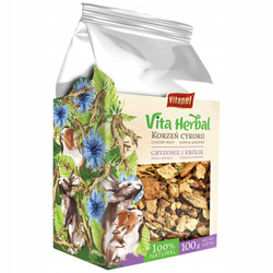 Vita Herbal dla gryzoni i królika, korzeń cykorii, 100g - Producent: Vitapol | Przysmak w 100% naturalny | Źródło inuliny | Opakowanie 100g