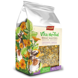 Vita Herbal dla gryzoni i królika, kwiat nagietka, 40g - Producent: Vitapol | Przysmak w 100% naturalny | Bogaty w kwasy organiczne | Opakowanie 40g