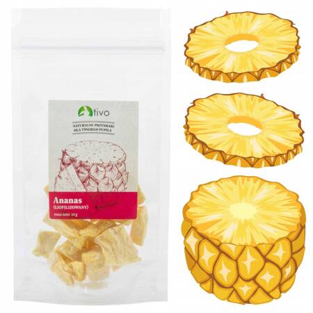 Ananas dla gryzoni i królików - owoce liofilizowane Tivo 20g Producent: Tivo | Przysmak w 100% naturalny | Źródło licznych witamin | Opakowanie 20g - Naturalny przysmak dla gryzoni i królików