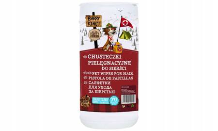 Chusteczki pielęgnacyjne do sierści, 70 szt/op - Producent: Barry King | Właściwości antybakteryjne | Dla psów i kotów | 70 sztuk