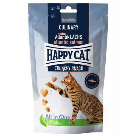 Crunchy Snack Atlantic salmon, przysmak, dla kotów, łosoś i groszek, 70g - Marka: Happy Cat | Łosoś i groszek | Bez konserwantów | Bez dodatku cukru | Saszetka 70 g