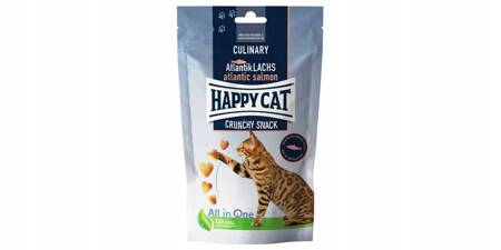 Crunchy Snack Atlantic salmon, przysmak, dla kotów, łosoś i groszek, 70g - Marka: Happy Cat | Łosoś i groszek | Bez konserwantów | Bez dodatku cukru | Saszetka 70 g