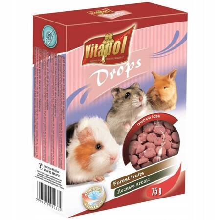 DROPSY DLA GRYZONI OWOCE LASU 75g - Producent: Vitapol | Źródło licznych witamin | Wspomagają ścieranie siekaczy | Opakowanie 75g