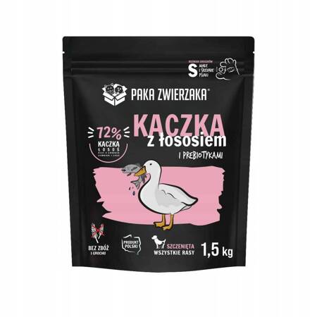 Karma Dla Psa "Indyk i Kaczka" Groszki S 1,5kg - Producent: Paka Zwierzaka | 75% Mięsa, Oleju i Ziół | Bez Zbóż | Hipoalergiczna