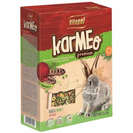 POKARM KARMEO DLA KRÓLIKA 1000g - Marka: Vitapol | Mniej zbóż | Więcej granulatów | Wzbogacona warzywami | Opakowanie 1 kg