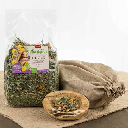 Vita Herbal Duo Snack - łąka ziołowa dla królika 500g - Marka: Vitapol | Źródło witamin i minerałów | Wysoka zawartość włókna | Opakowanie 500 g