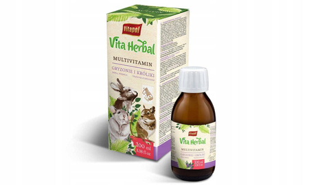 Vita Herbal dla gryzoni i królika, Multivitamin 100ml - Marka: Vitapol | Kompleks witamin i aminokwasów | Dla gryzoni i królików | Pojemność 100 ml