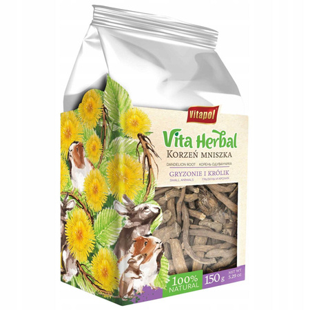 Vita Herbal dla gryzoni i królika, korzeń mniszka, 150 g - Producent: Vitapol | Przysmak w 100% naturalny | Źródło inuliny | Opakowanie 150g