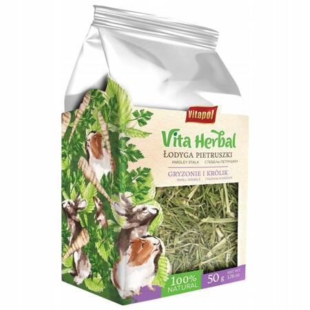 Vita Herbal dla gryzoni i królika, łodyga pietruszki, 50g - Producent: Vitapol | Przysmak w 100% naturalny | Cenne źródło witaminy C | Opakowanie 50g