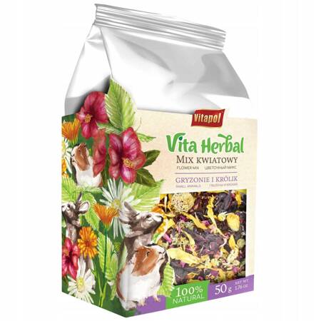 Vita Herbal dla gryzoni i królika, mix kwiatowy, 50g - Producent: Vitapol | Przysmak w 100% naturalny | Kwiaty najlepszej jakości | Opakowanie 50g