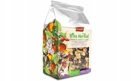 Vita Herbal dla gryzoni i królika, owoce z sadu i lasu, 150g - Producent: Vitapol | Przysmak w 100% naturalny | Bogata w pektyny i witaminy | Opakowanie 150g