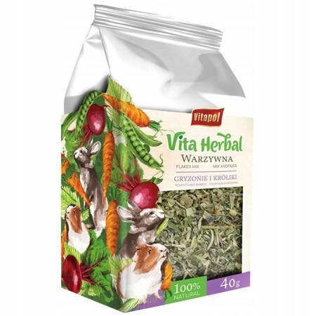 Vita Herbal dla gryzoni i królika, warzywna grządka, 100g - Producent: Vitapol | Przysmak w 100% naturalny | Warzywa najlepszej jakości | Opakowanie 100g