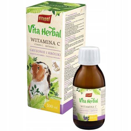 Vita Herbal dla gryzoni i królika, witamina C 100ml - Marka: Vitapol | Do wymieszania z wodą do picia | Pojemność 100 ml