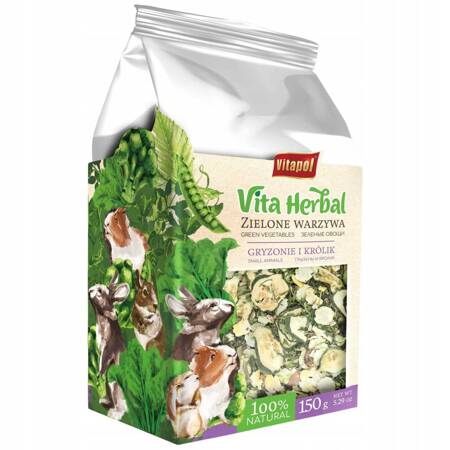 Vita Herbal dla gryzoni i królika, zielone warzywa, 150g - Producent: Vitapol | Przysmak w 100% naturalny | Mix zielonych warzyw | Opakowanie 40g