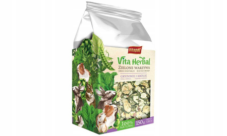 Vita Herbal dla gryzoni i królika, zielone warzywa, 150g - Producent: Vitapol | Przysmak w 100% naturalny | Mix zielonych warzyw | Opakowanie 40g