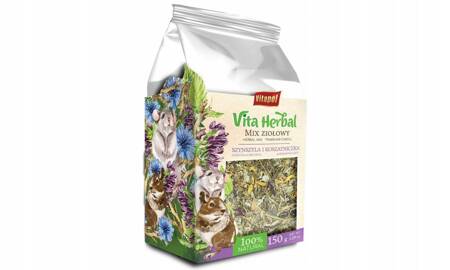 Vita Herbal dla szynszyli i kosztaniczki, mix ziołowy, 150 g - Producent: Vitapol | Przysmak w 100% naturalny | Źródło witamin i minerałów| Opakowanie 150g