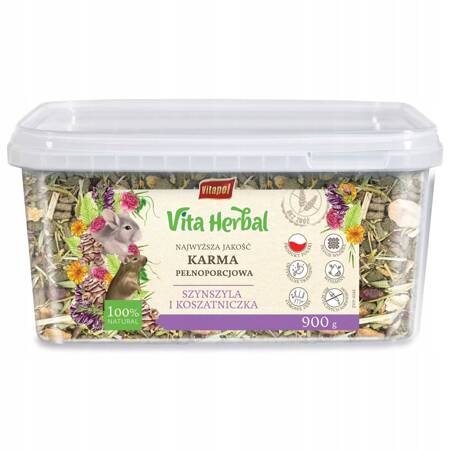 Vita Herbal karma pełnoporcjowa dla dla szynszyli i koszatniczki, wiaderko, 900g - Producent: Vitapol | 100% naturalna | Źródło witamin | Polski produkt | W wiaderku 900 g