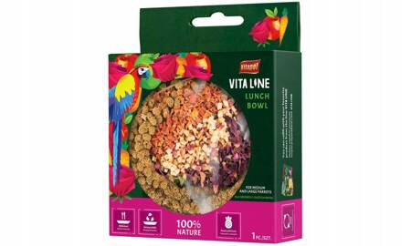 Vitaline Lunch Bowl dla średnich i dużych papug - Producent: Vitapol | Jadalna miseczka z otrąb | 100% naturalna przekąska | Z dodatkiem owoców